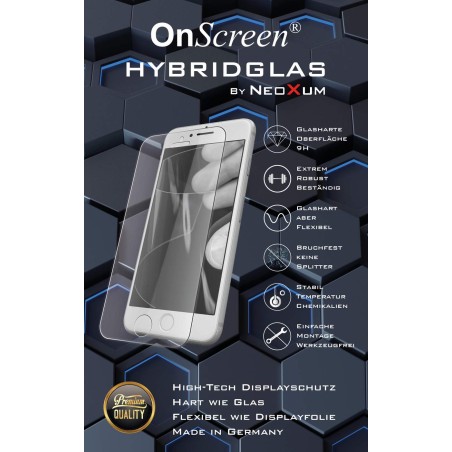 OnScreen hybrid glass is extremely robust, 9H hard and yet flexible. Does not break. Made in Germany